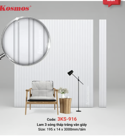 3 sóng thấp SPC trắng vân giấy 3SK-916