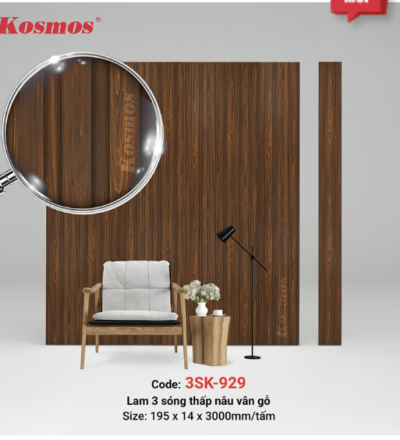 3 sóng thấp SPC nâu vân gỗ 3SK-929